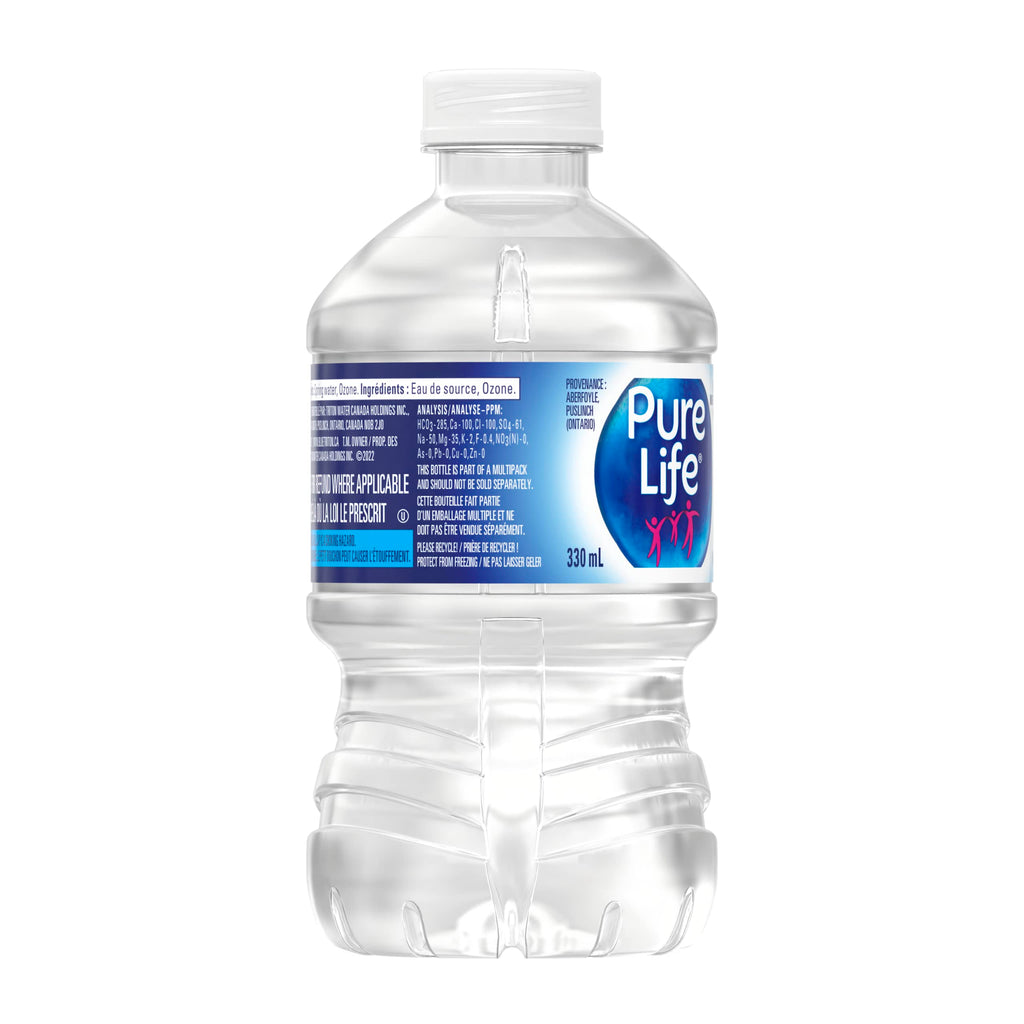 Pure Life Natural Spring Water 330ml, Plastic Bottled Water, 12 Pack