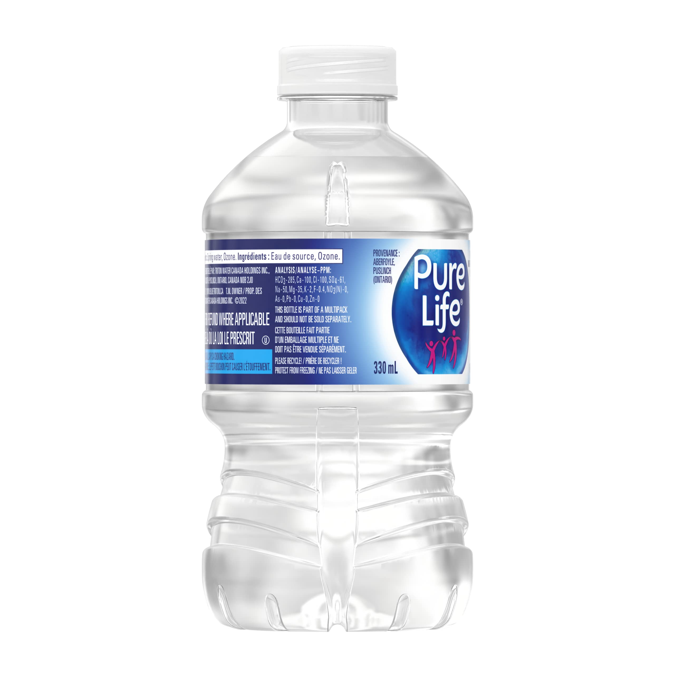 Pure Life Natural Spring Water 330ml, Plastic Bottled Water, 12 Pack
