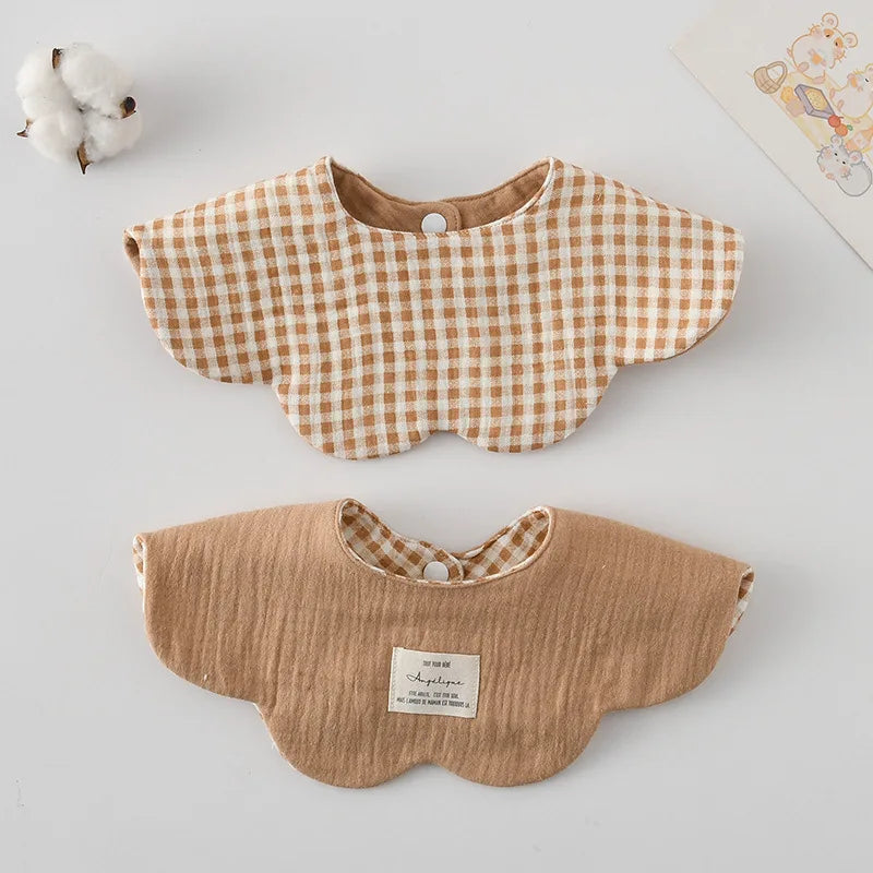 New Two-sided Usable Baby Feeding Drool Bib Infants Wave Lace Saliva Towel Soft Cotton Burp Cloth For Newborn Toddler Kids Bibs