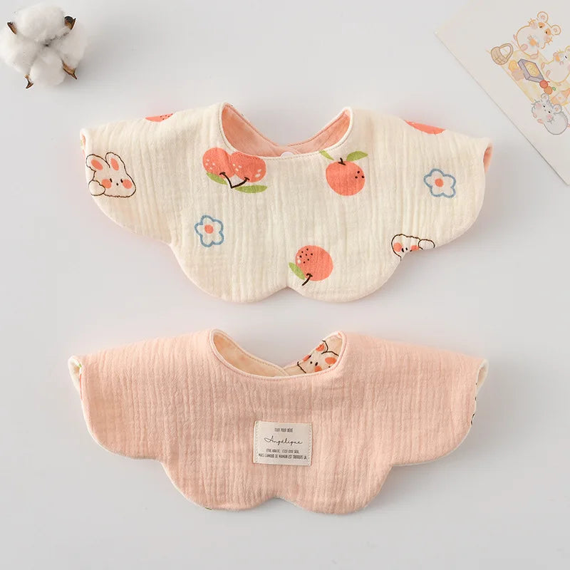 New Two-sided Usable Baby Feeding Drool Bib Infants Wave Lace Saliva Towel Soft Cotton Burp Cloth For Newborn Toddler Kids Bibs
