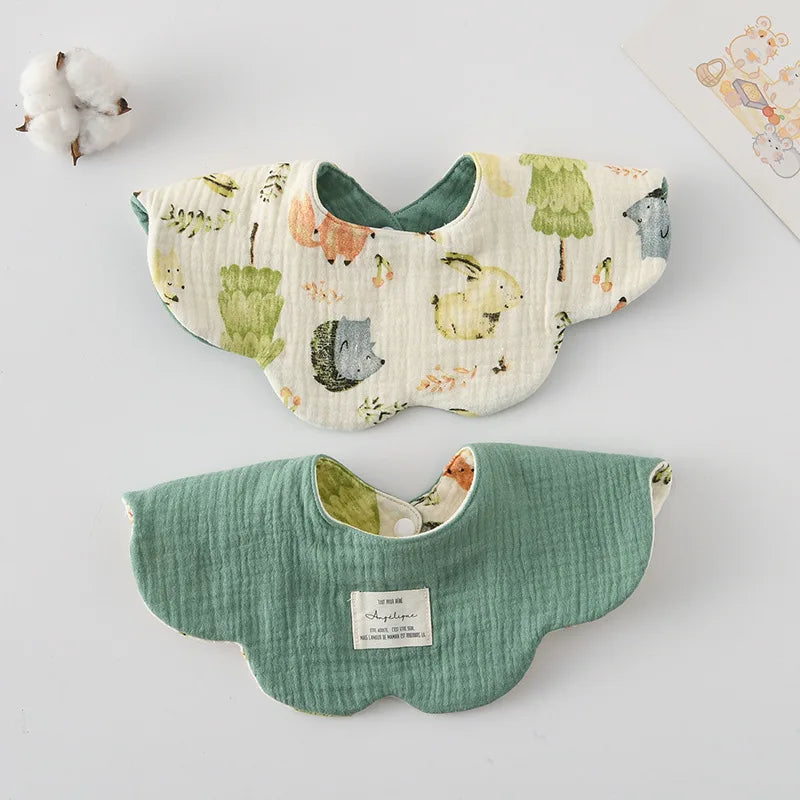 New Two-sided Usable Baby Feeding Drool Bib Infants Wave Lace Saliva Towel Soft Cotton Burp Cloth For Newborn Toddler Kids Bibs