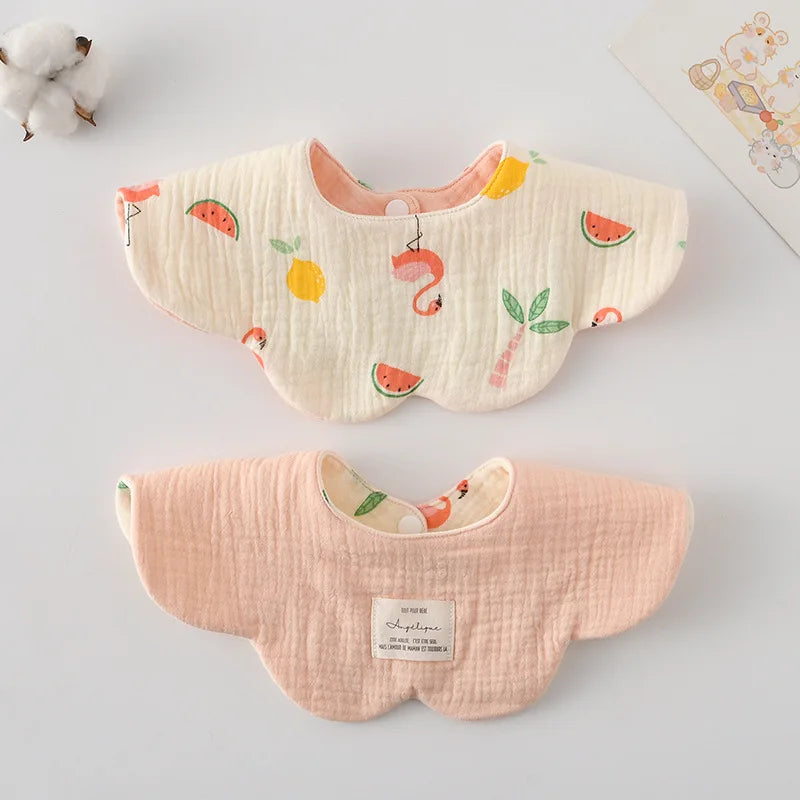 New Two-sided Usable Baby Feeding Drool Bib Infants Wave Lace Saliva Towel Soft Cotton Burp Cloth For Newborn Toddler Kids Bibs