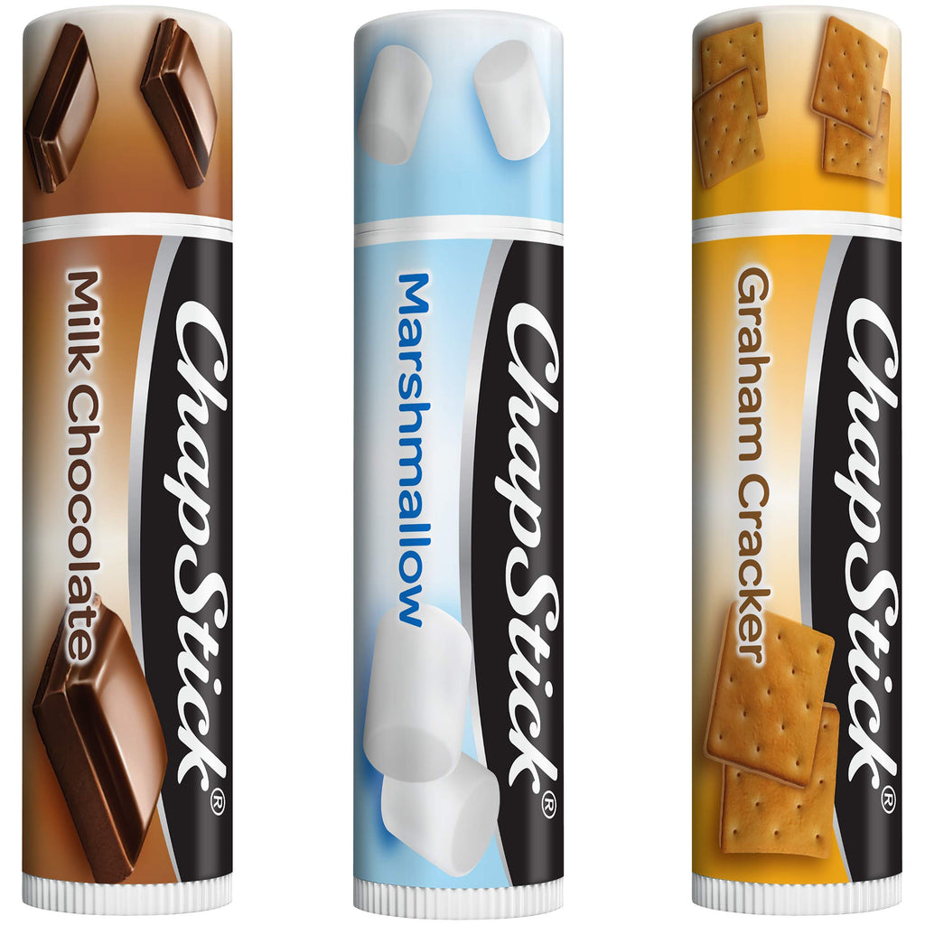 ChapStick (3 Sticks) S'mores Collection flavor skin Protectant Flavored Lip Balm Tube, 0.45 Oz Each