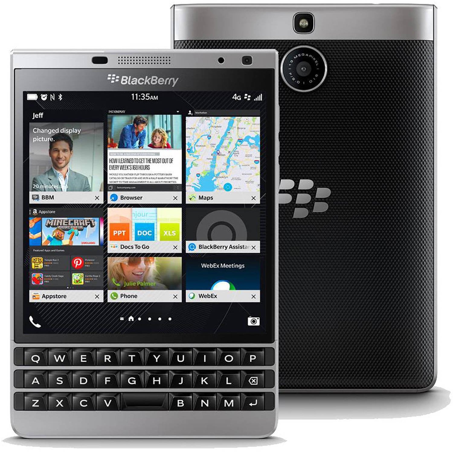 BlackBerry Passport SQW100-4 Silver Edition Unlocked 32GB International Stock No Warranty - Silver