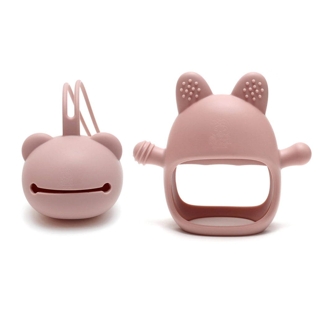 KEIKAI Bright Smiles - Baby Teething Toys, BPA Free 2 Pack Teether Set Toys for Baby 3M+, Silicone Mitten Glove Teether for Comfort Needs, Hand Pacifier Chew Toys for Teething Pain Relief, Baby Pacifier Toys