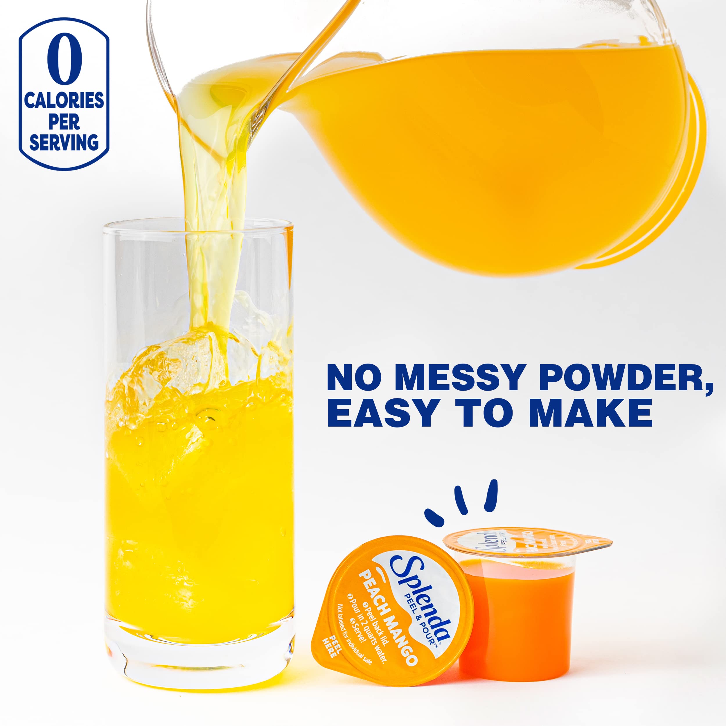 Splenda Peel and Pour Zero Calorie Drink Mix, Naturally Flavored Sugar Free Concentrate, Multi Serve Liquid Pitcher Pods (Peach Mango)