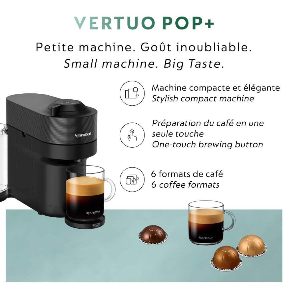 Nespresso Vertuo Pop+ Single Serve Coffee and Espresso Machine by De'Longhi