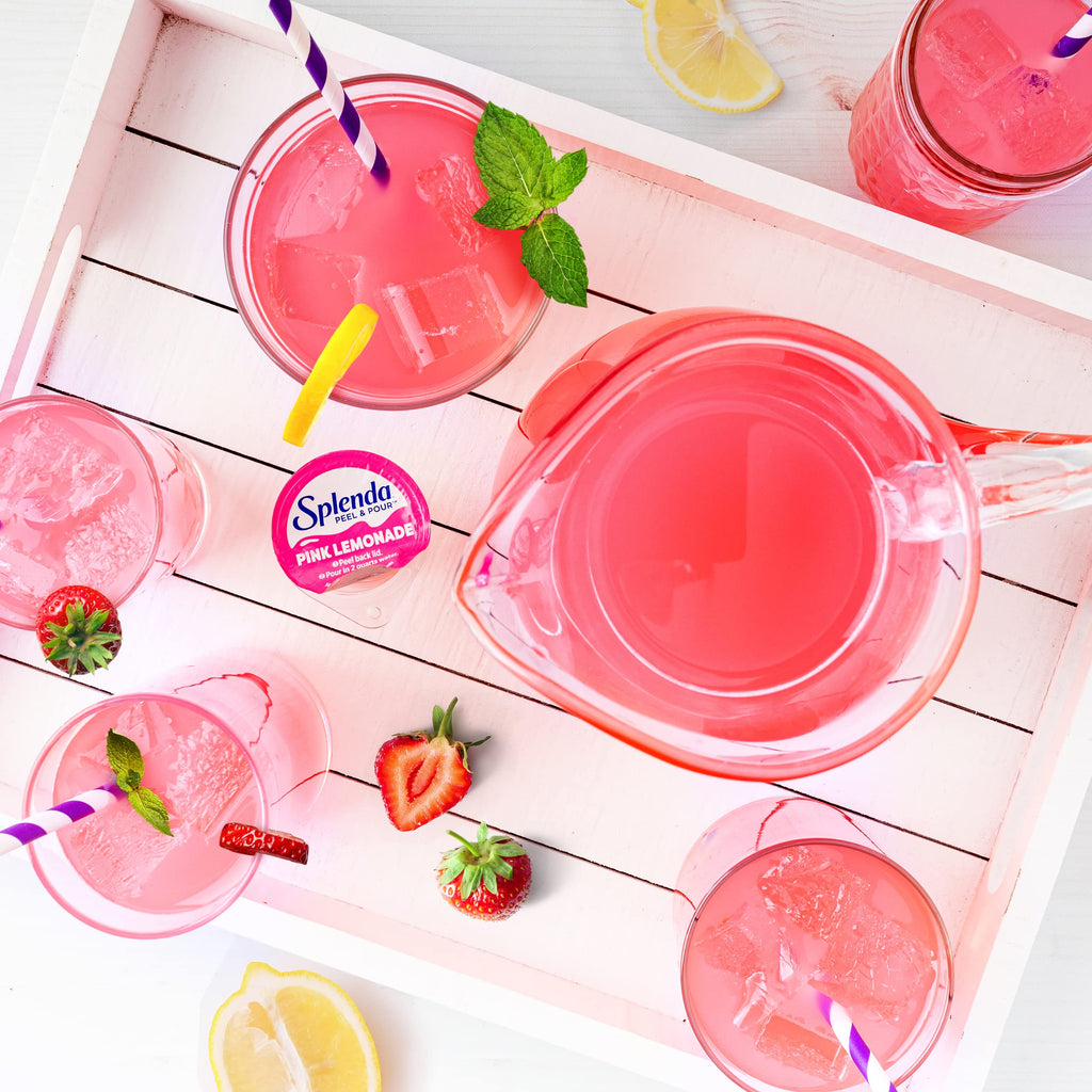 Splenda Peel and Pour Zero Calorie Drink Mix, Naturally Flavored Sugar Free Concentrate, Multi Serve Liquid Pitcher Pods (Pink Lemonade)