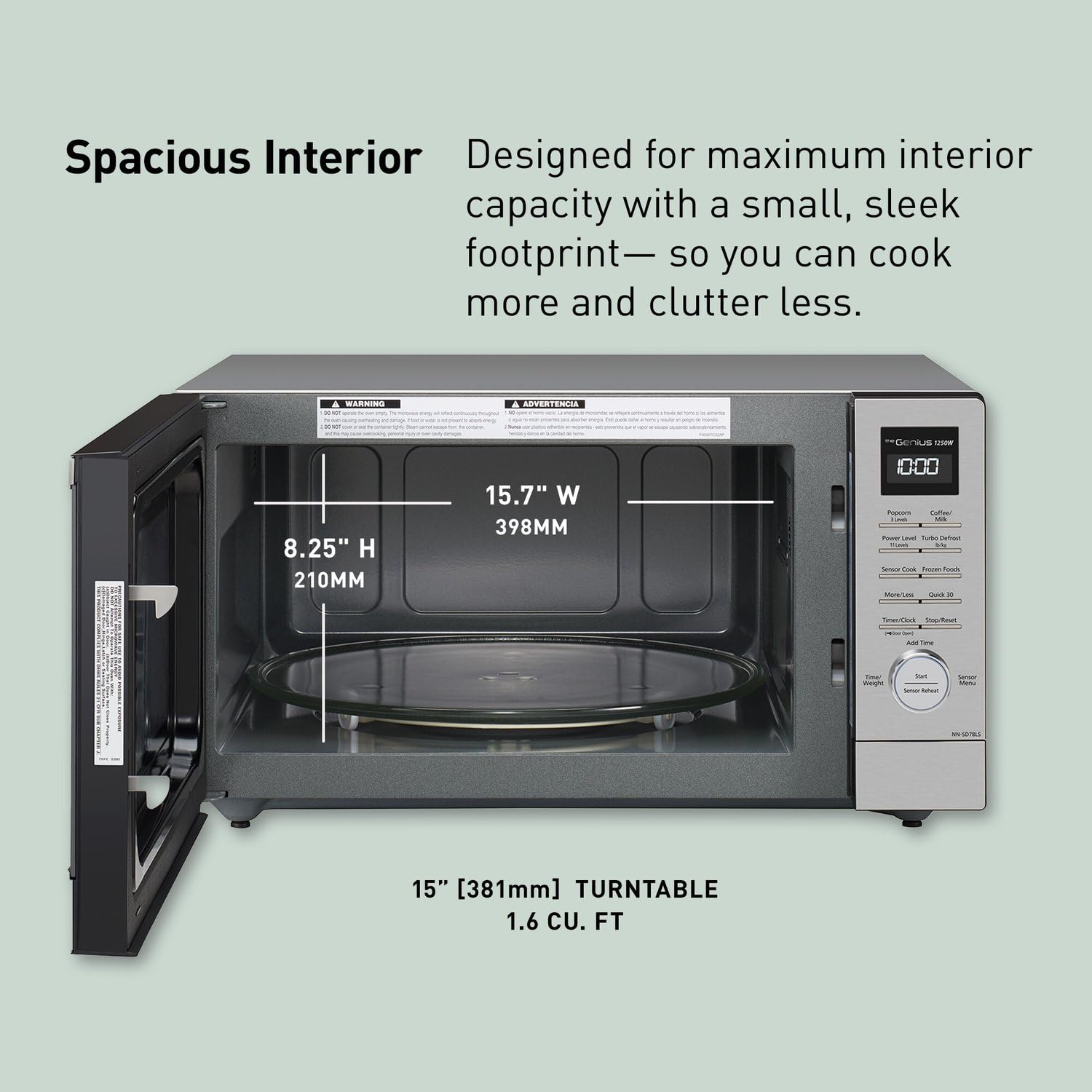 Panasonic NN-SD78LS Microwave Oven, 1.6 cft, Stainless Steel