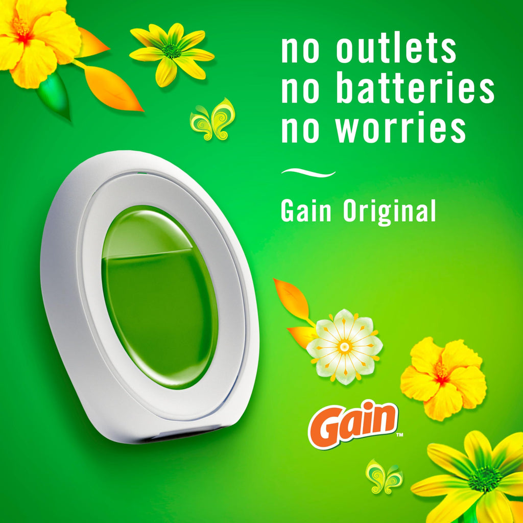 Febreze Small Spaces Air Freshener, Odor Eliminator, Gain Original, 2 count