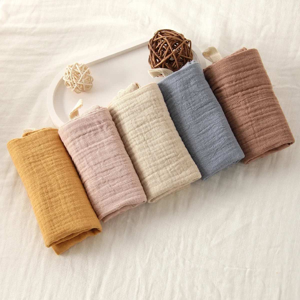 5Pcs Baby Cotton Washcloth Newborn Burp Cloth Square Towels 6-Layer Pure Cotton Soft Absorbent Gauze Cotton Baby Towels