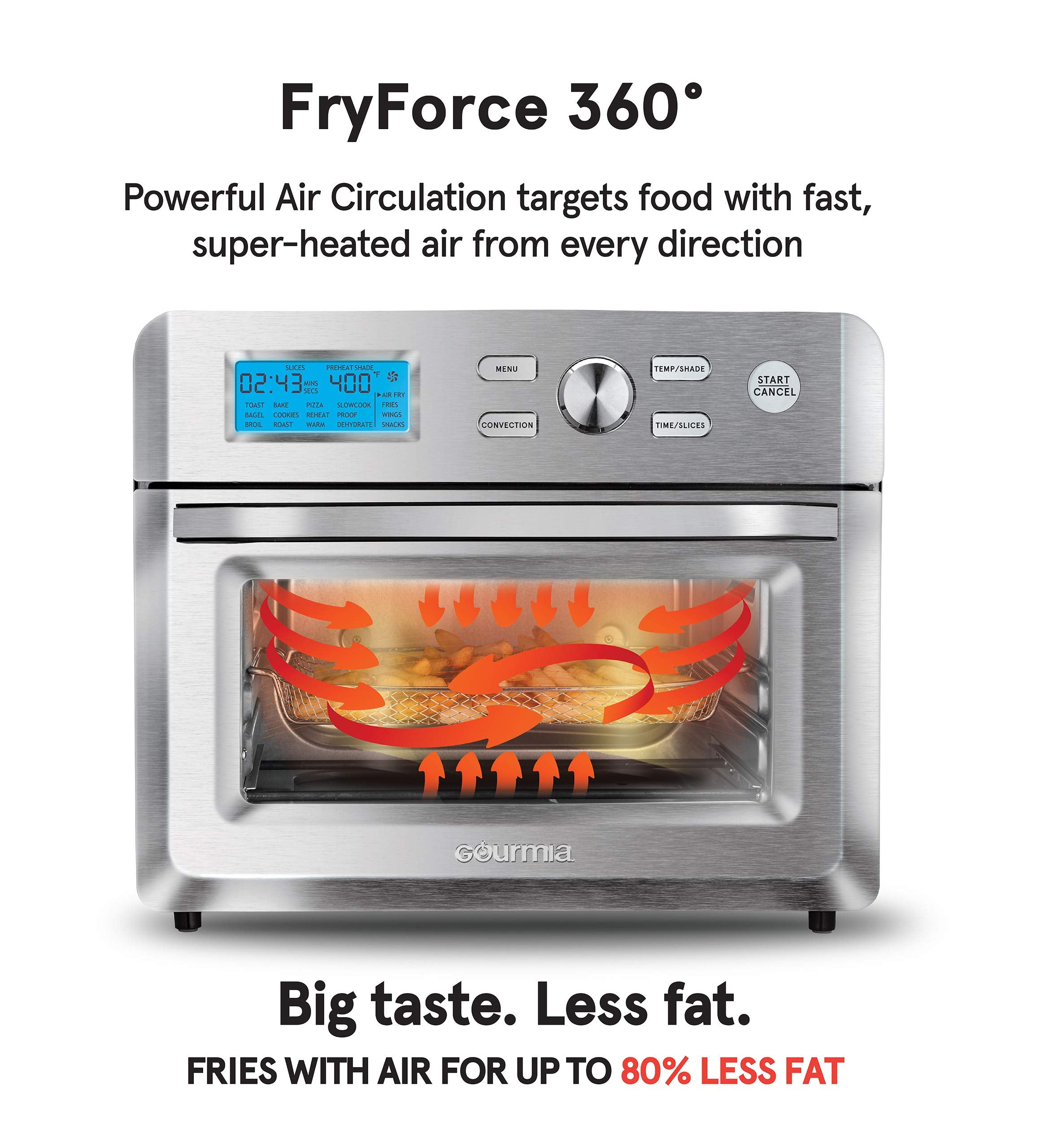 Gourmia GTF7600 16-in-1 Multi-function, Digital Stainless Steel Air Fryer Oven - 16 Cooking Presets + Convection Mode