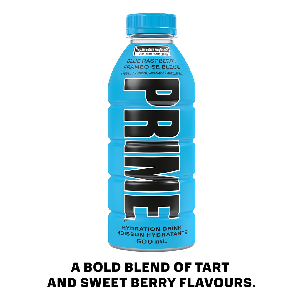 PRIME Hydration BLUE RASPBERRY | Sports Drinks | Electrolyte Enhanced | B Vitamins | Antioxidants | 2g of Sugar | 500 mL | 12 Pack