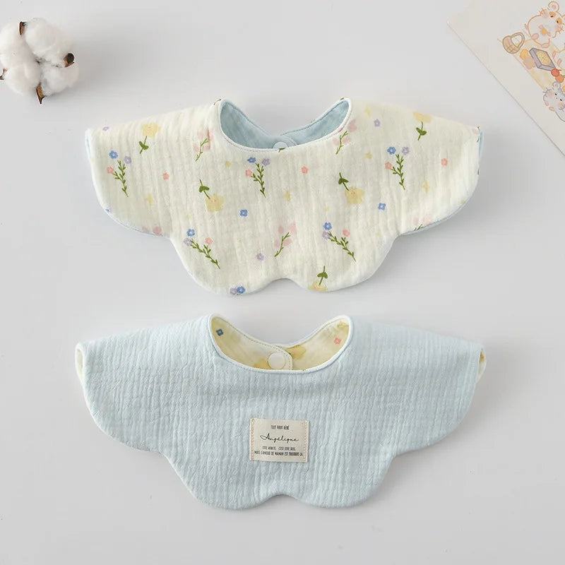 New Two-sided Usable Baby Feeding Drool Bib Infants Wave Lace Saliva Towel Soft Cotton Burp Cloth For Newborn Toddler Kids Bibs