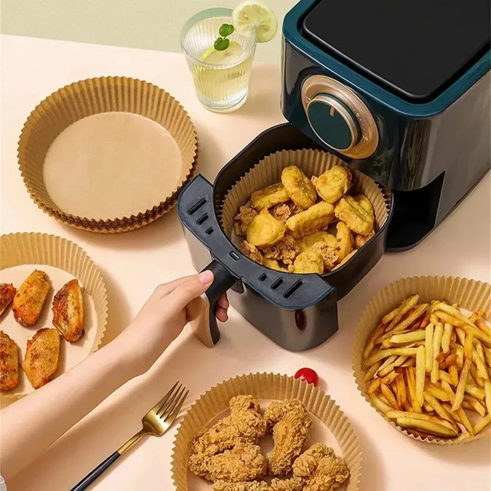 50/100pcs Air Fryer Grease Absorbent For Household Baking Pans With Thickened Silicone Paper Pads