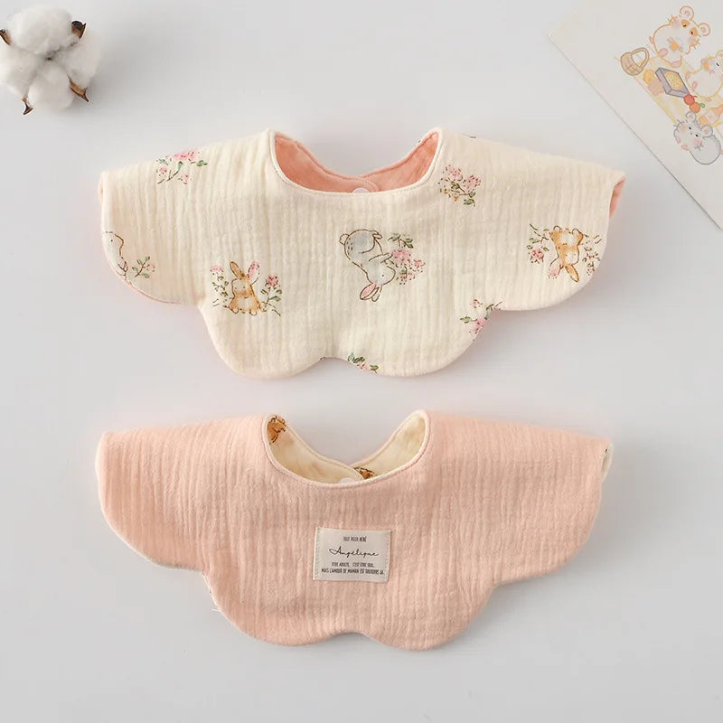 New Two-sided Usable Baby Feeding Drool Bib Infants Wave Lace Saliva Towel Soft Cotton Burp Cloth For Newborn Toddler Kids Bibs