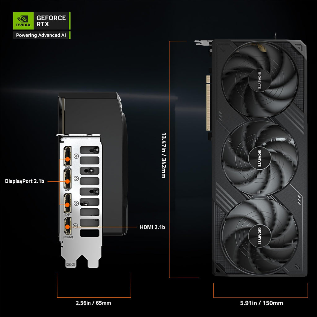 GIGABYTE GeForce RTX 5090 WINDFORCE OC 32G Graphics Card, WINDFORCE Cooling System, 32GB 512-bit GDDR7, GV-N5090WF3OC-32GD Video Card