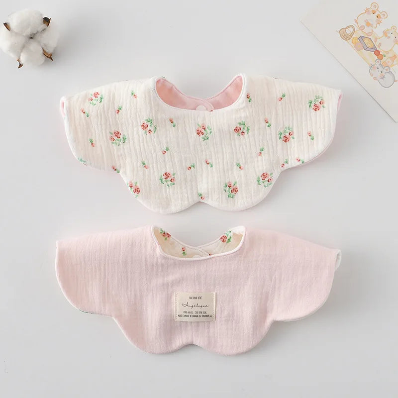 New Two-sided Usable Baby Feeding Drool Bib Infants Wave Lace Saliva Towel Soft Cotton Burp Cloth For Newborn Toddler Kids Bibs