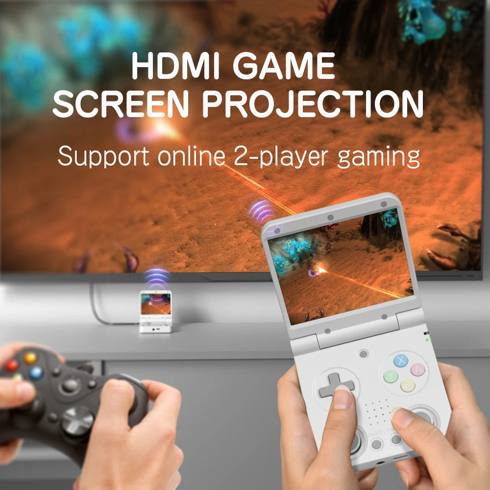 【Brand+】MIYOO Flip V2 Handheld Game Players 3.5''IPS Screen Linux System Onion OS Video Game Consoles Free Storage Bag Gamer