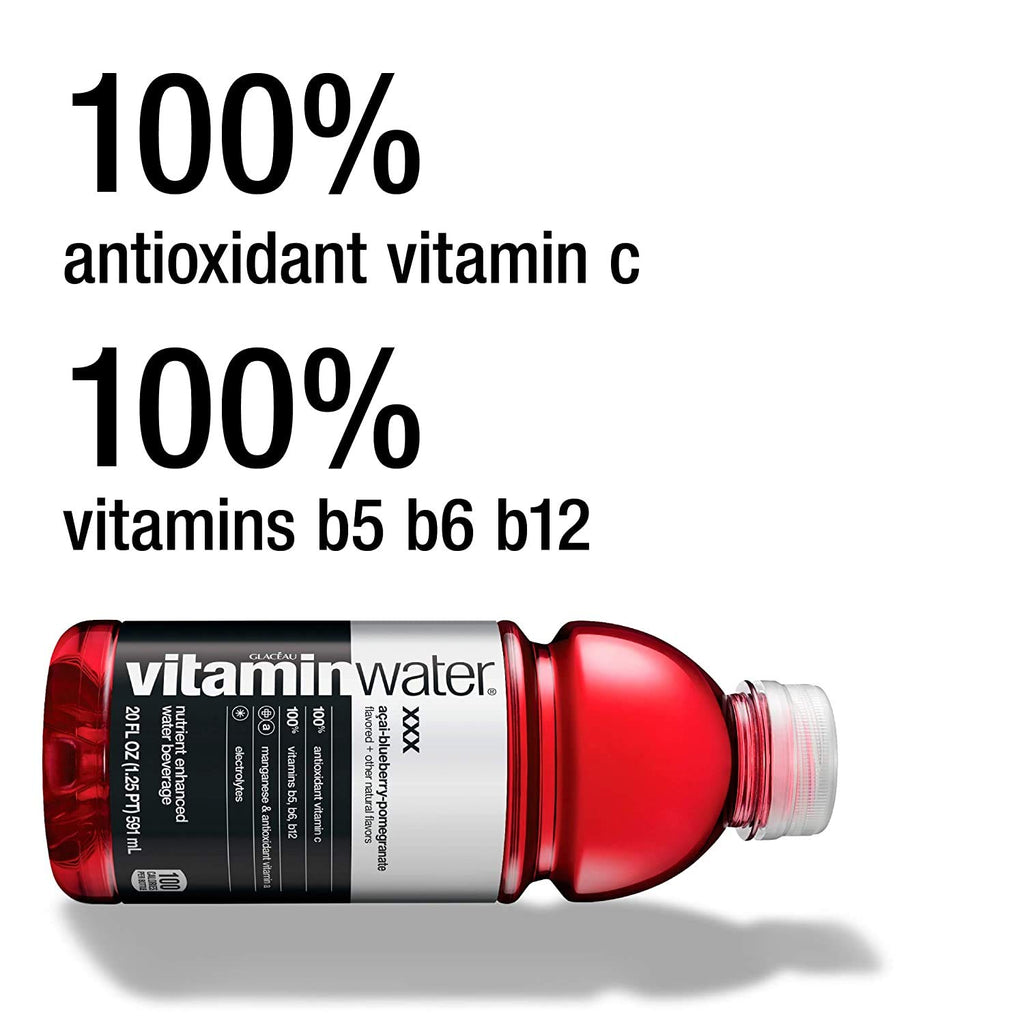 Vitamin Water, Nutrient Enhanced Water With Vitamins, Revive, Focus, Essential, XXX, Energy, Ice, Power C, 20 Oz Bottle, Variety Pack, FLAVORS MAY VARY, (Pack of 6 Bottles, Total of 120 Oz)