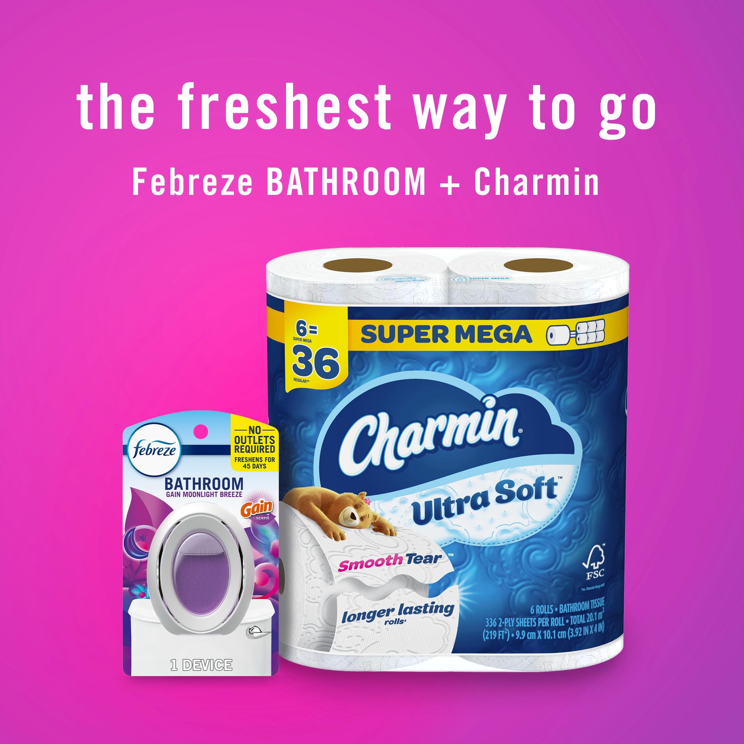 Febreze Small Spaces Air Freshener, Odor Eliminator, Gain Original, 2 count