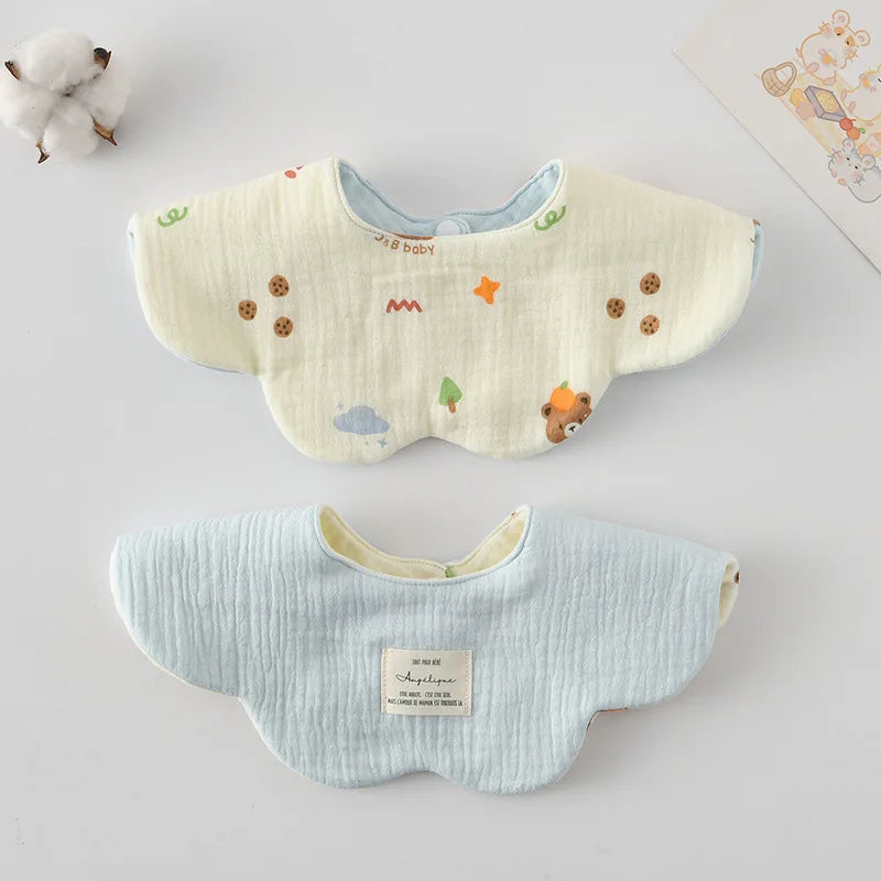 New Two-sided Usable Baby Feeding Drool Bib Infants Wave Lace Saliva Towel Soft Cotton Burp Cloth For Newborn Toddler Kids Bibs