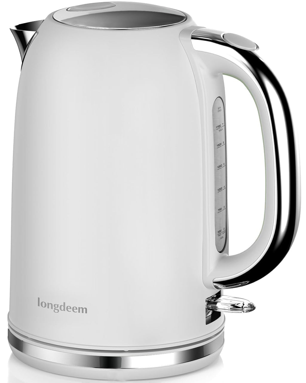 LONGDEEM Electric Tea Kettle for Boiling Water, Wide-Open Lid Stainless Steel Water Boiler, 1500W/1.7L, Auto Shut Off & Boil-Dry Protection, Cordless Swivel Base & LED Indicator