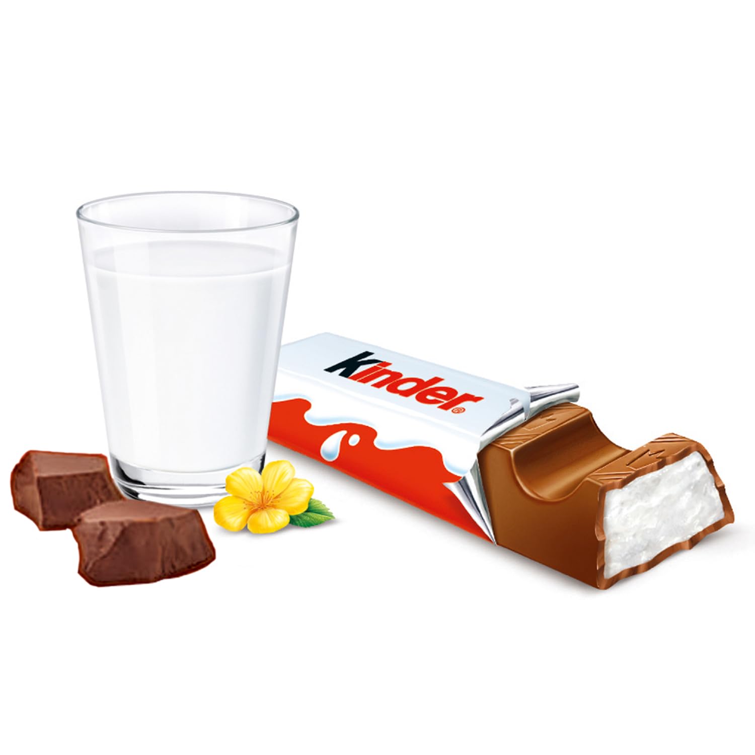 KINDER CHOCOLATE/CHOCOLAT bar; Single Bars; Milk Chocolate Candy bar with a Milky Filling; 6-Pack; Individually Wrapped Milk Chocolate Bars; 6x21g (126g)