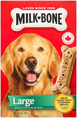 Milk-Bone Original Crunchy Biscuit Dog Treats with Real Chicken Helps Clean Teeth, Large Size Snacks for Big Dogs, 900g Box