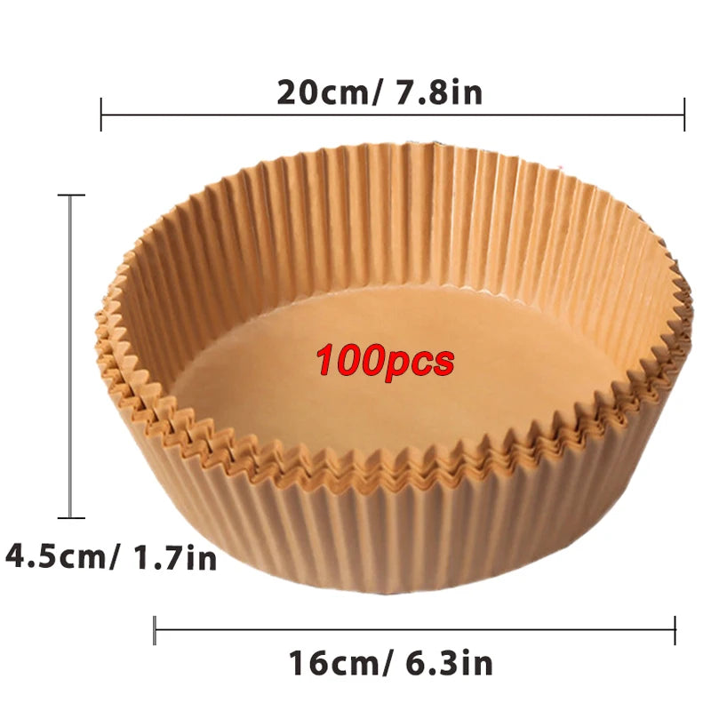 Air Fryer Paper 100pcs Disposable Air Frying Baking Paper Round Square Air Fryer Liners Baking Paper Air Fryer Accessories 50pcs