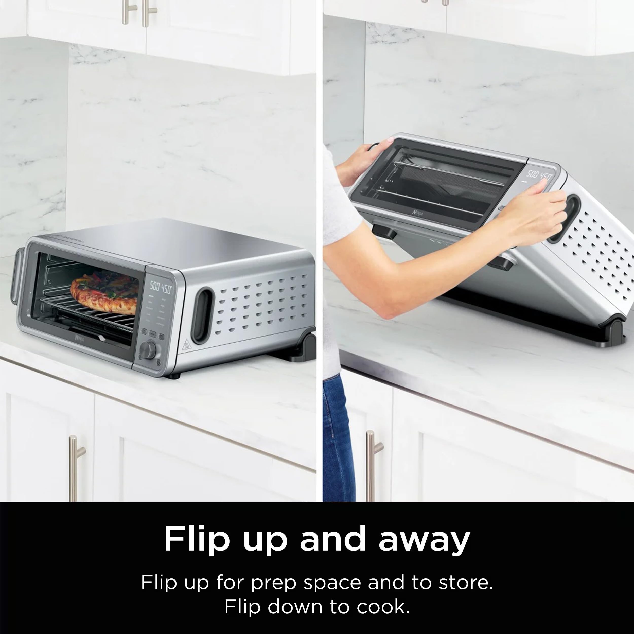 Ninja FT205CO 10-in-1 Digital Air Fry Oven with Extra Large Capacity, Extended Height, Stainless Steel Body, and Temperature Control (Silver and Black, Renewed)