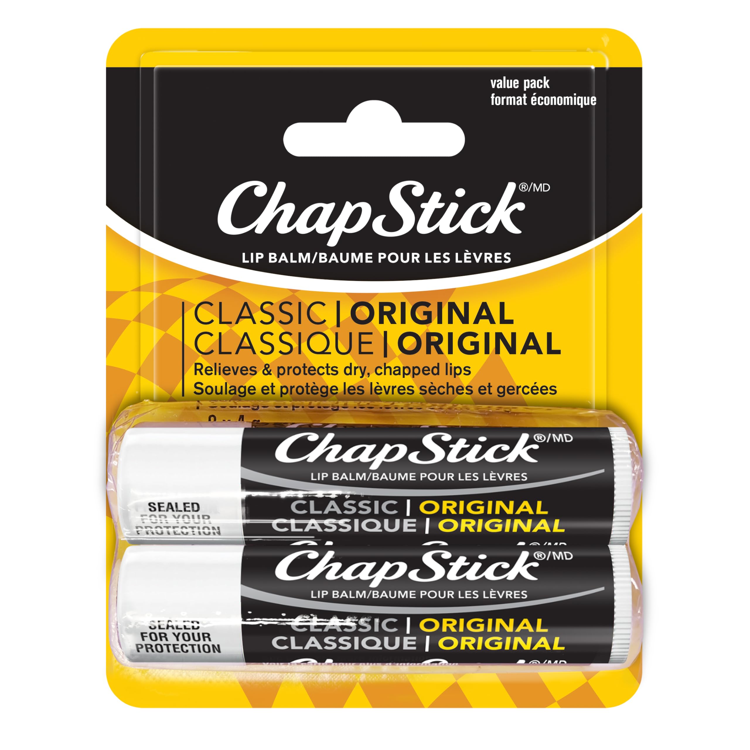 ChapStick Classic Lip Balm, Original Flavour, 2 Tubes