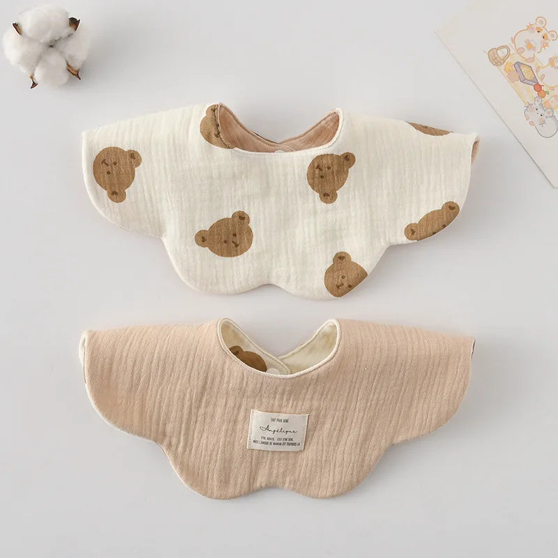 New Two-sided Usable Baby Feeding Drool Bib Infants Wave Lace Saliva Towel Soft Cotton Burp Cloth For Newborn Toddler Kids Bibs
