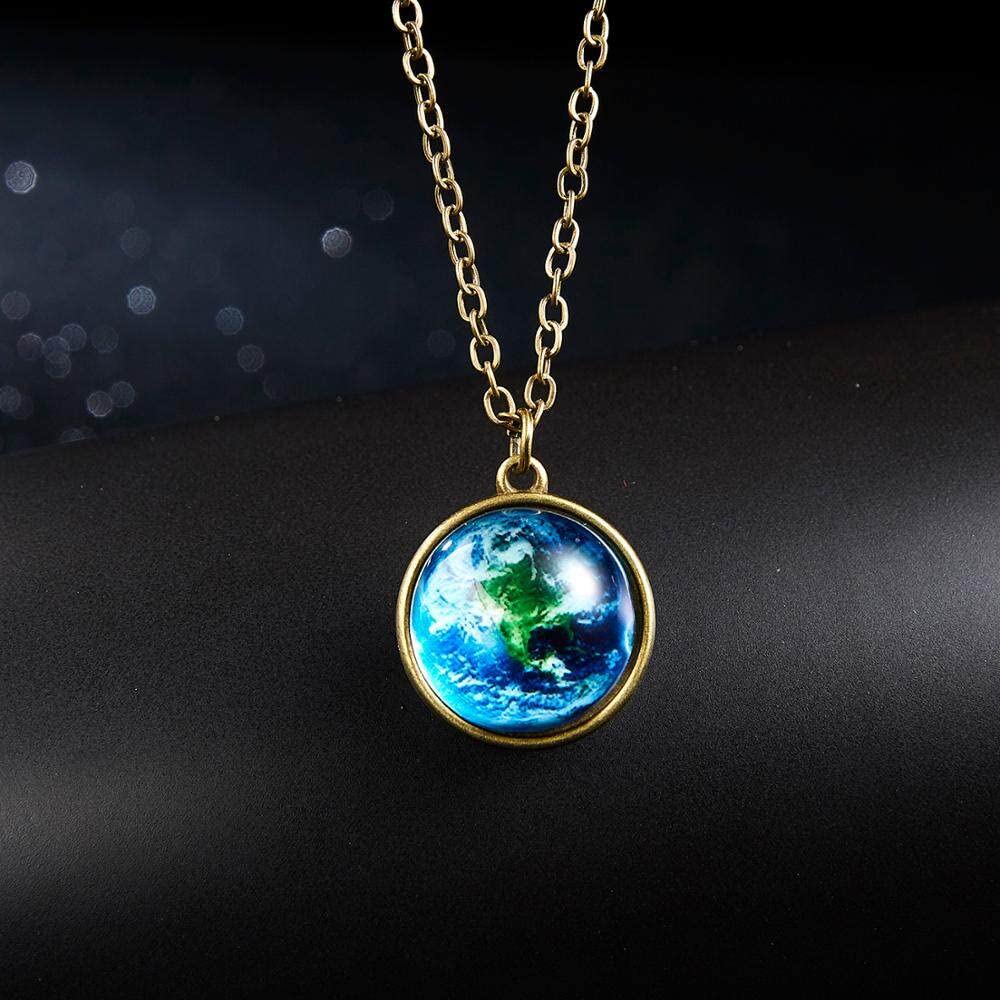Universe Planet Glowing Pendant Necklace Women Vintage Luminous Nebula Double Sided Glass Glow In The Dark Jewelry Gift Nice and Fashion
