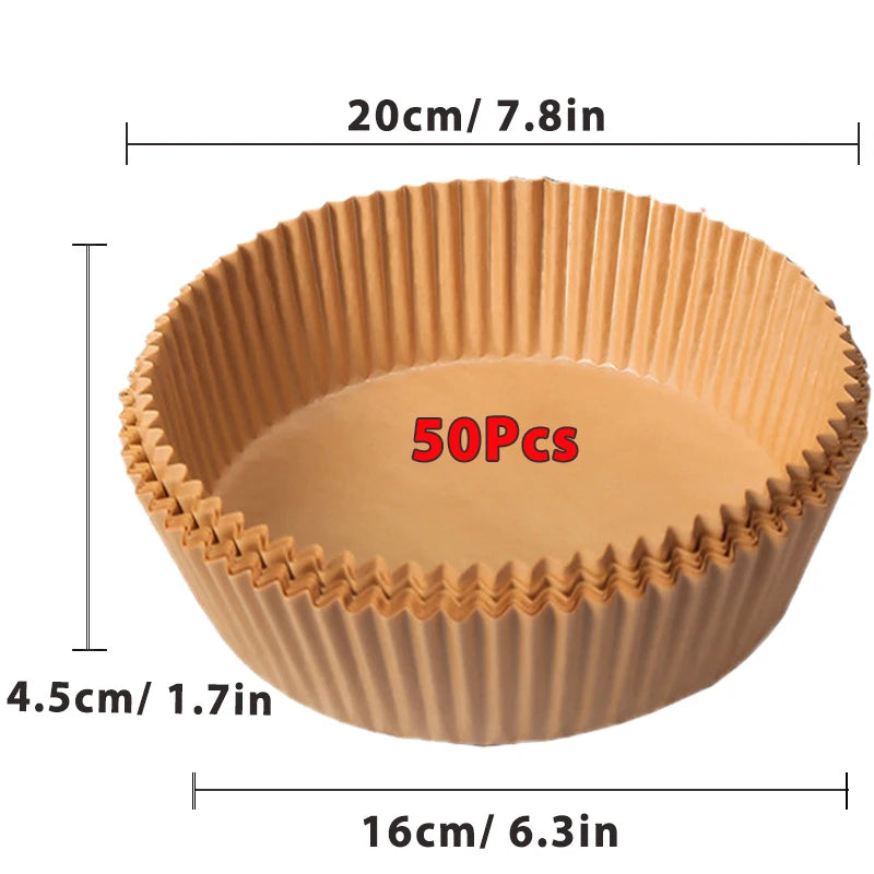 Air Fryer Paper 100pcs Disposable Air Frying Baking Paper Round Square Air Fryer Liners Baking Paper Air Fryer Accessories 50pcs