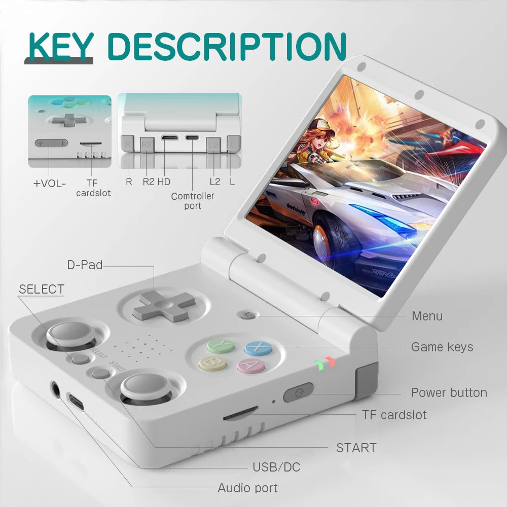 【Brand+】MIYOO Flip V2 Handheld Game Players 3.5''IPS Screen Linux System Onion OS Video Game Consoles Free Storage Bag Gamer