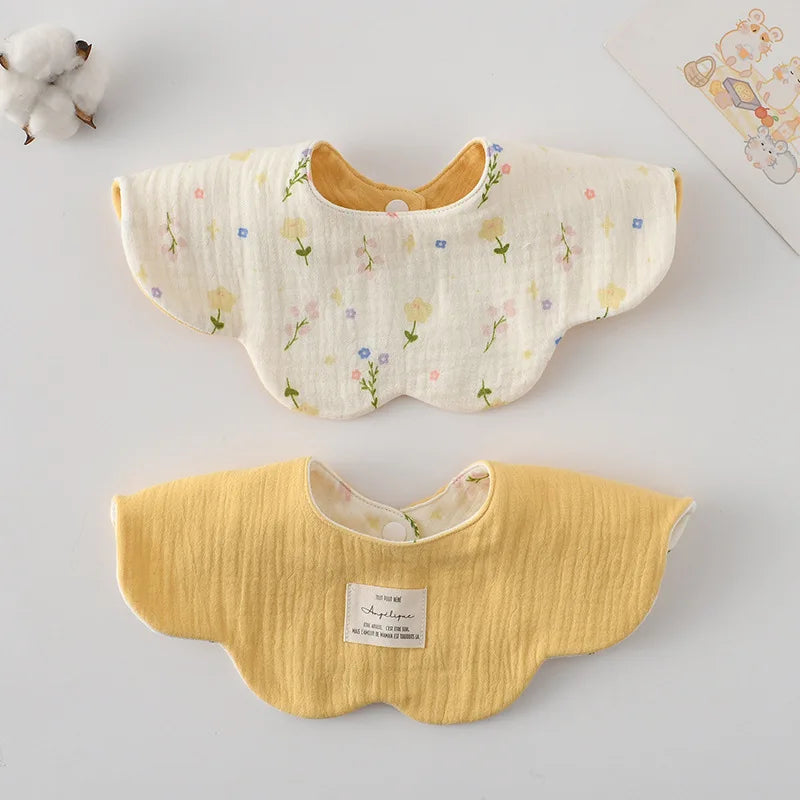 New Two-sided Usable Baby Feeding Drool Bib Infants Wave Lace Saliva Towel Soft Cotton Burp Cloth For Newborn Toddler Kids Bibs