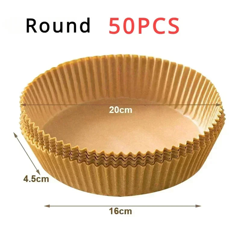 Air Fryer Paper 100pcs Disposable Air Frying Baking Paper Round Square Air Fryer Liners Baking Paper Air Fryer Accessories 50pcs