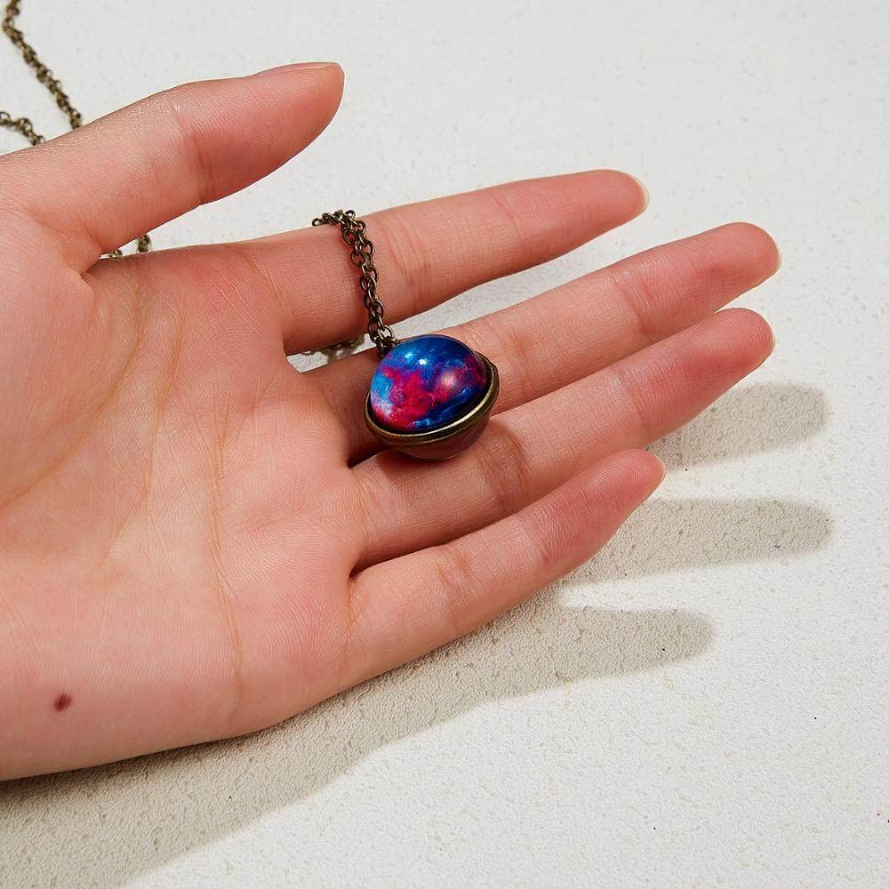 Universe Planet Glowing Pendant Necklace Women Vintage Luminous Nebula Double Sided Glass Glow In The Dark Jewelry Gift Nice and Fashion