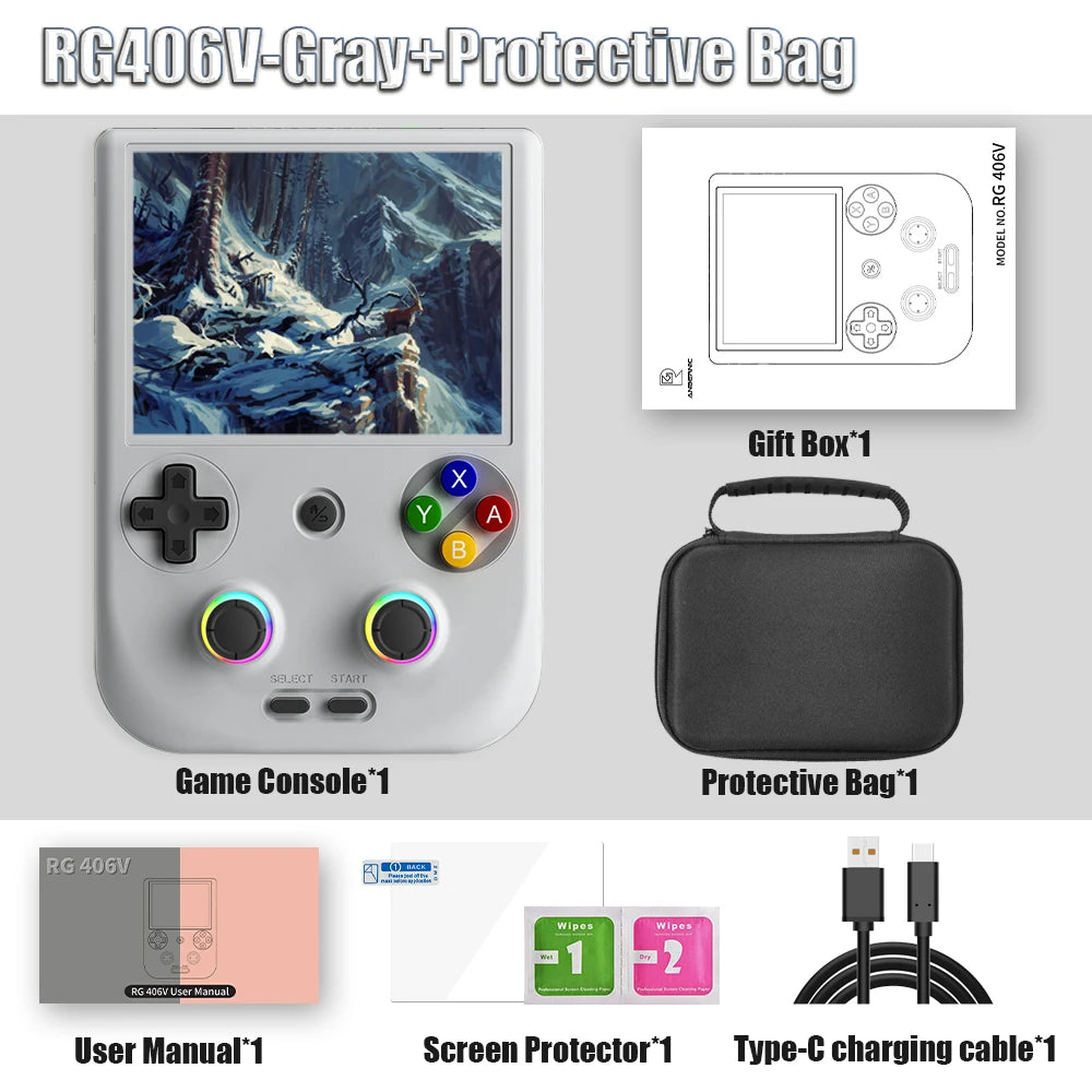 Anbernic RG406V Handheld Game Console RG 406V 4-inch IPS Multi-touch Screen Retro Game Console 128G UFS2.2 Android 13 5500mAh