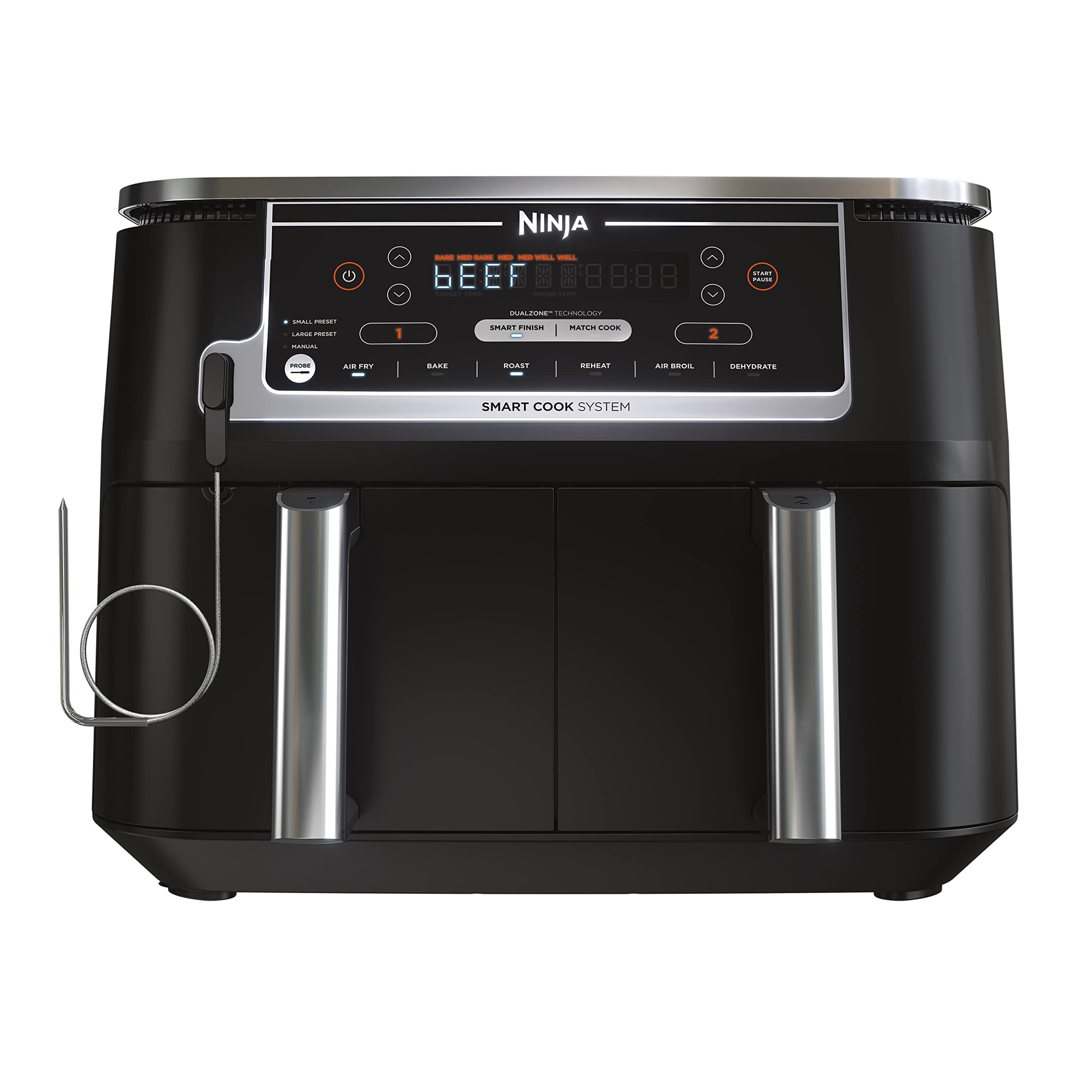 Ninja DZ401 Foodi DualZone XL 2-Basket Air Fryer with 2 Independent Frying Baskets, Match Cook & Smart Finish to Roast, Broil, Dehydrate & More for Quick, Easy Family-Sized Meals (Renewed)