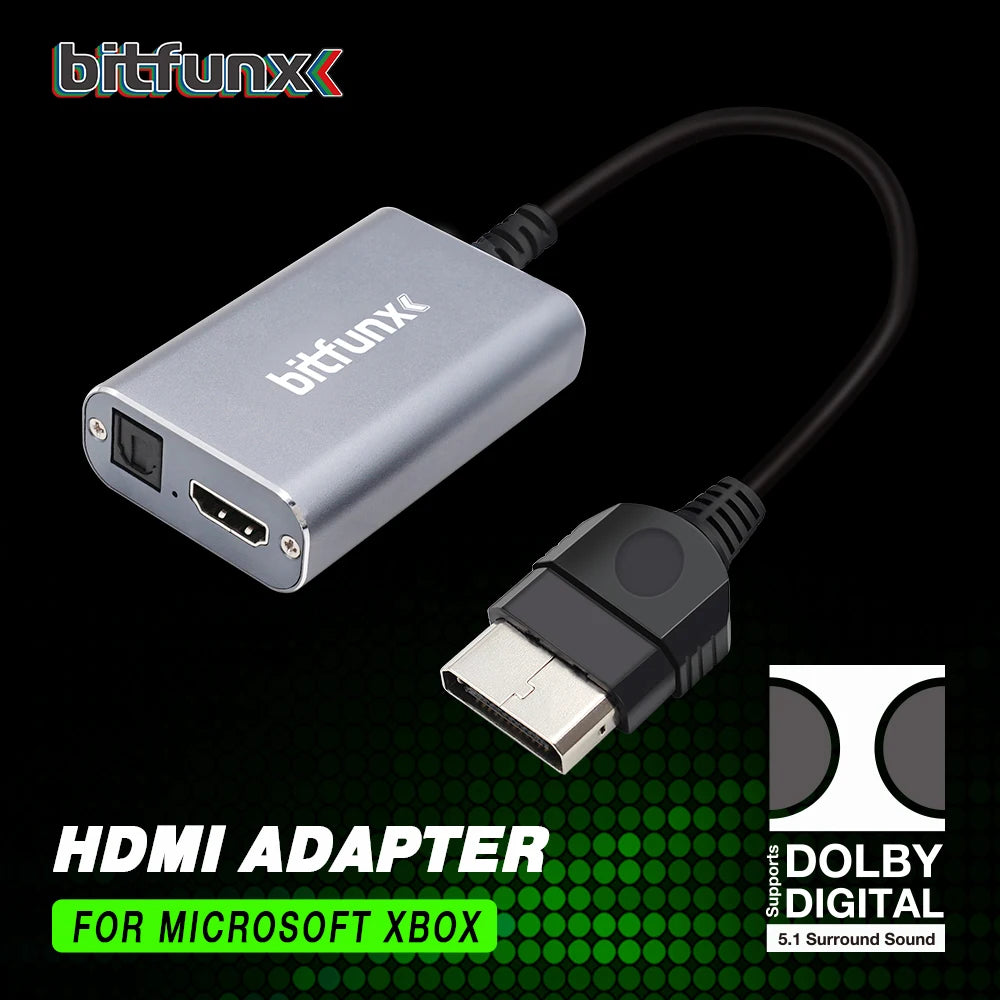 Bitfunx HDMI™ Adapter for XBOX Classic Retro Gaming Consoles HD Cable Accepts 5.1 Dolby Digital Surround Sound