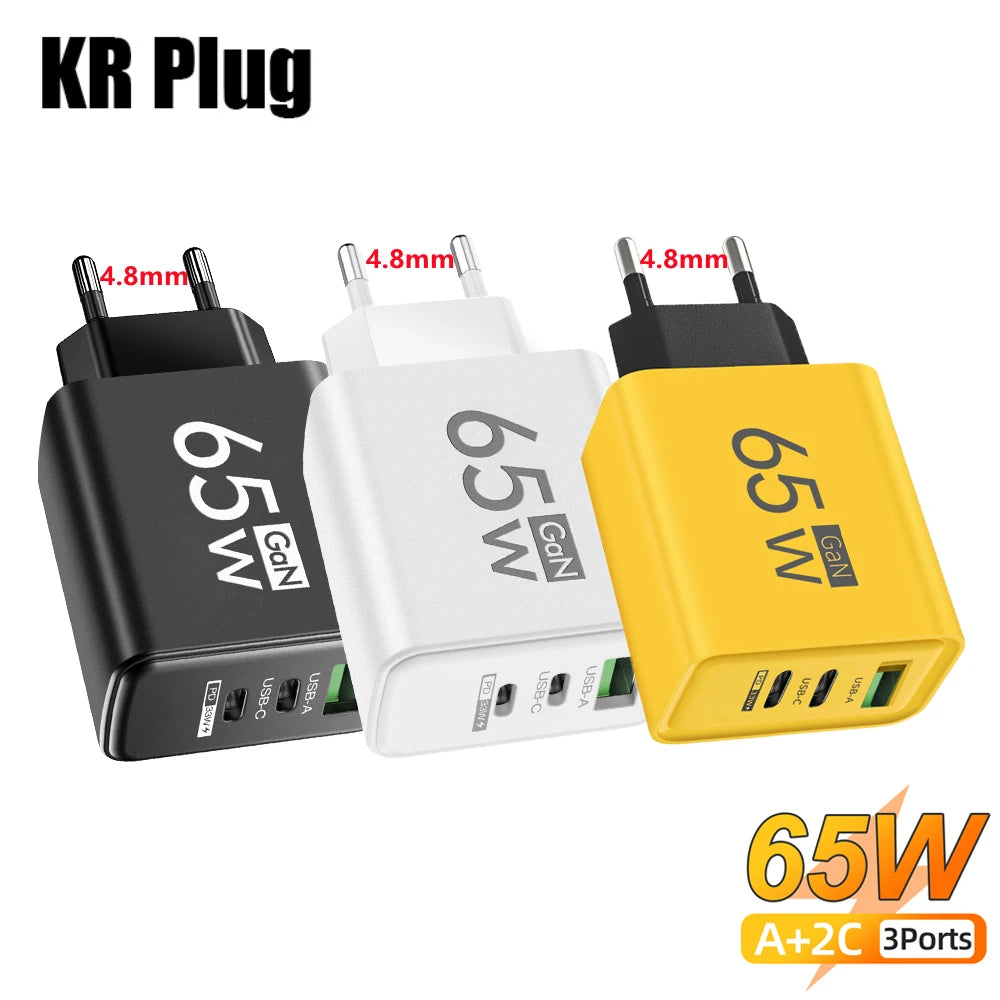3 in 1 Quick Charge 3.0 USB Charger Type C PD Fast Charging Adapter EU/US/KR Plug Wall Charger For iPhone Xiaomi Samsung Huawei