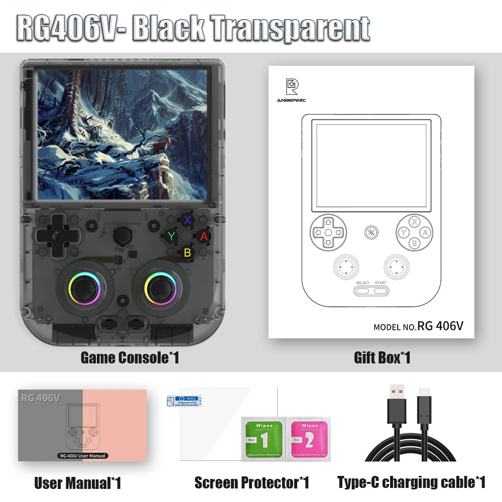Anbernic RG406V Handheld Game Console RG 406V 4-inch IPS Multi-touch Screen Retro Game Console 128G UFS2.2 Android 13 5500mAh