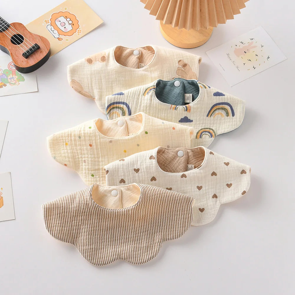 New Two-sided Usable Baby Feeding Drool Bib Infants Wave Lace Saliva Towel Soft Cotton Burp Cloth For Newborn Toddler Kids Bibs