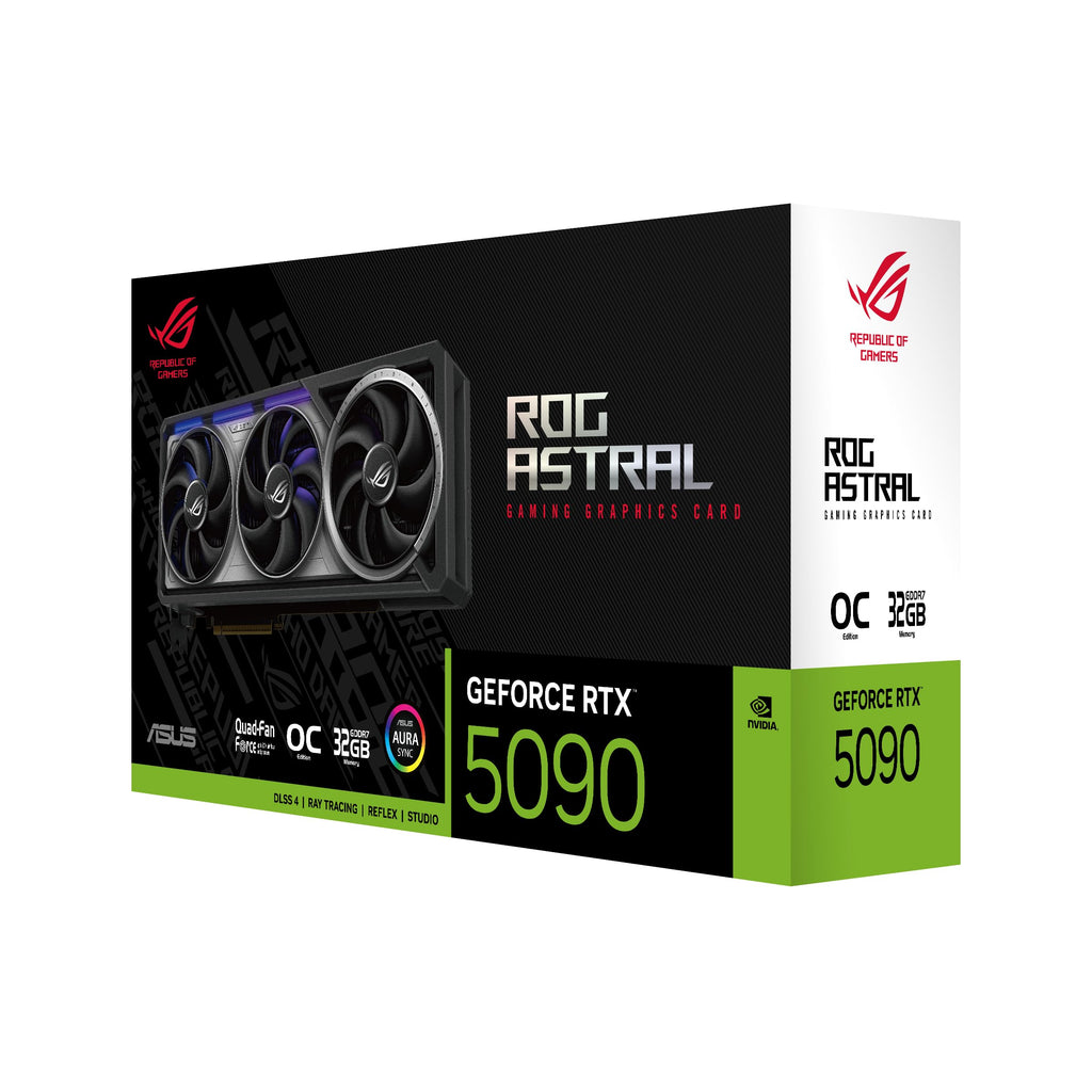 ASUS ROG, Astral RTX5090, O32G, Gaming, NVIDIA, GeForce RTX 5090, 32GB GDDR7, 512bit, OC, 2xHDMI, 3xDP, RGB, DLSS4 Graphics Card