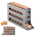 KLOOYO 30 Egg Holder for Refrigerator,Large Capacity Egg Container for Refrigerator,Stackable Egg Organizer,Automatic Rolling Egg Fresh Storage Box for Fridge,Egg Storage Container Bin Egg Tray