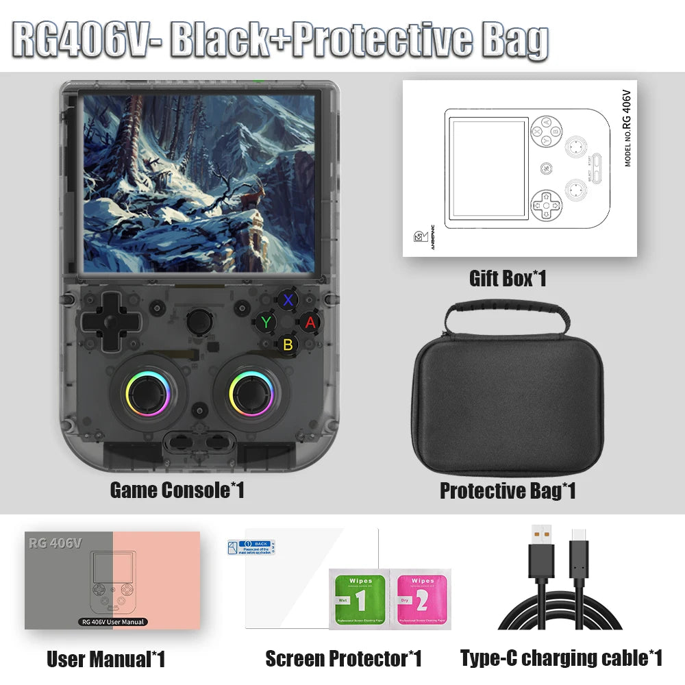 Anbernic RG406V Handheld Game Console RG 406V 4-inch IPS Multi-touch Screen Retro Game Console 128G UFS2.2 Android 13 5500mAh