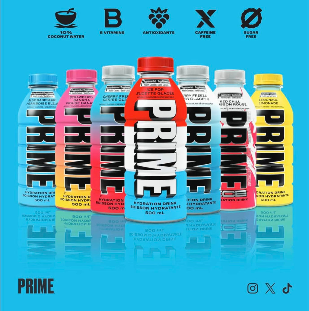 PRIME Hydration BLUE RASPBERRY | Sports Drinks | Electrolyte Enhanced | B Vitamins | Antioxidants | 2g of Sugar | 500 mL | 12 Pack