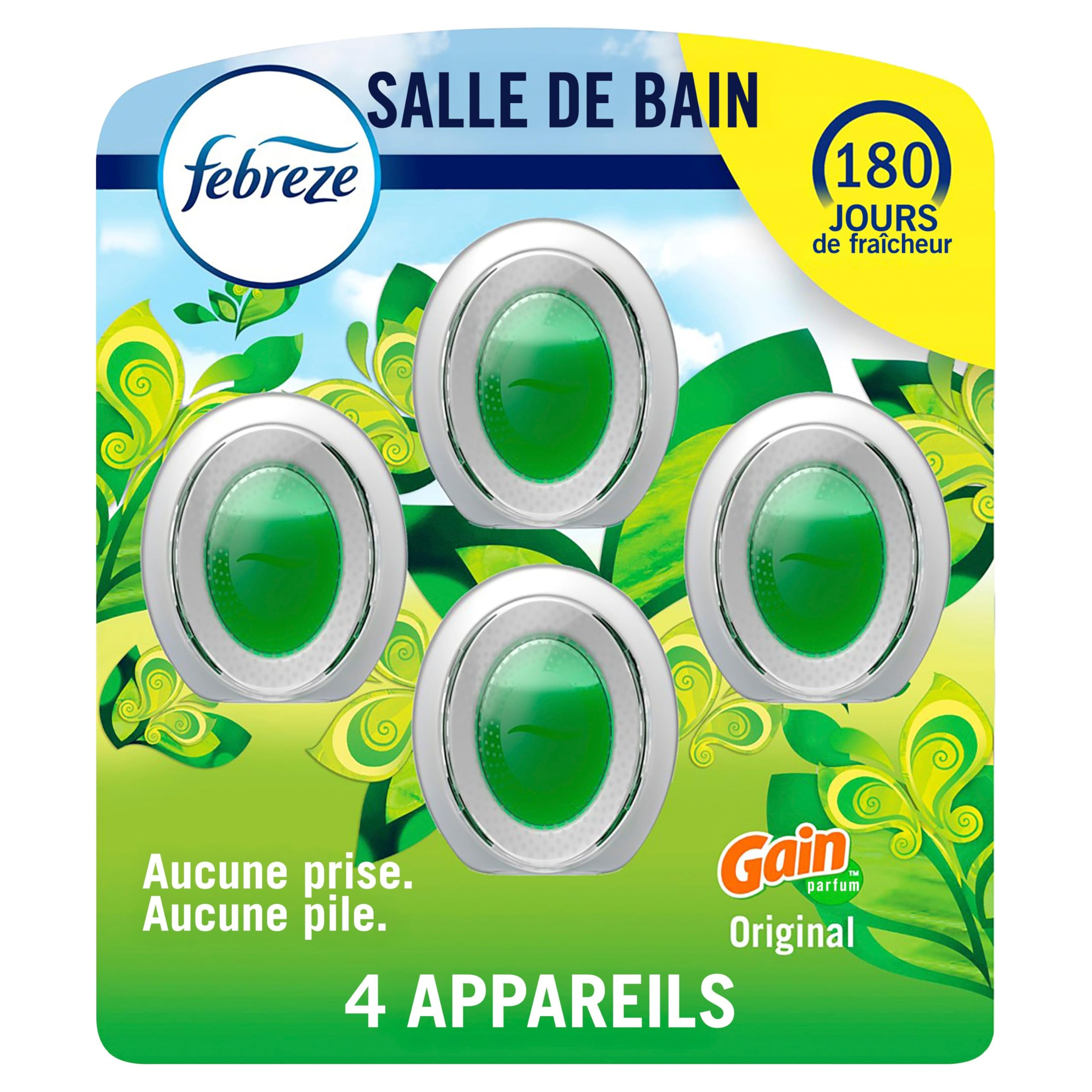 Febreze Small Spaces Air Freshener, Odor Eliminator, Gain Original, 2 count